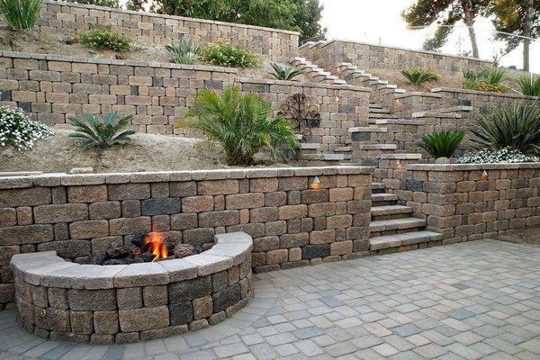 Keystone- Retaining Wall with Firepit