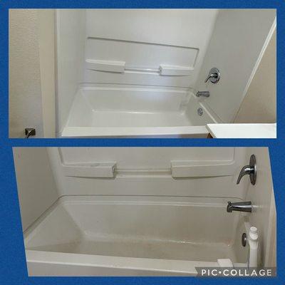 Tub/shower cleaning before/after