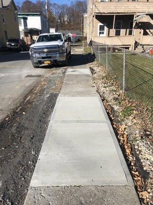 New concrete sidewalk sections