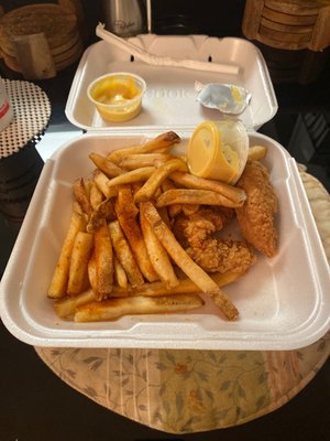 chicken tender tray with what was supposed to be a quesadilla