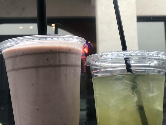 Snickers Shake and Ocean Blue Tea. The Ocean Blue Tea reminds me of the blue sour patch candy! All the fun flavors with none of the guilt.