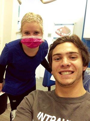 Emilie's twin brother stopped in our office to get his teeth cleaned.