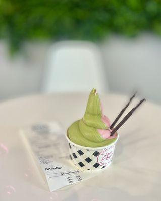 My Matcha and Strawberry swirl soft serve was okay-ish.