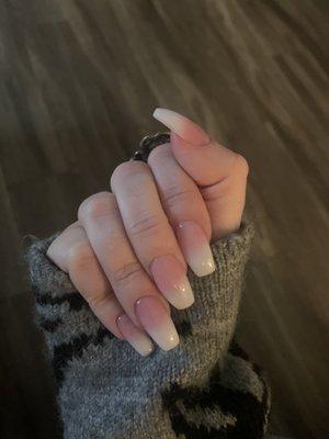 Ombré French coffin nails by owner Tri