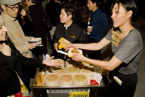 serving up the bling love with the dumpling cart, a unique, interactive and super fun catering option.