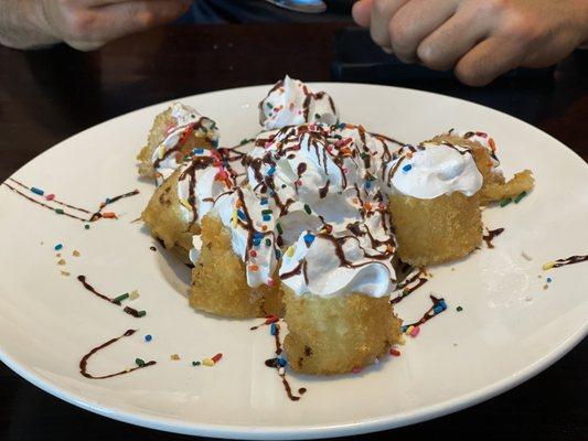 Banana tempura ice-cream. Batter light and crisp