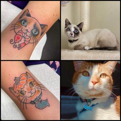 Tattoos done by Eric Williams; pets names are Punkin and Shrimp