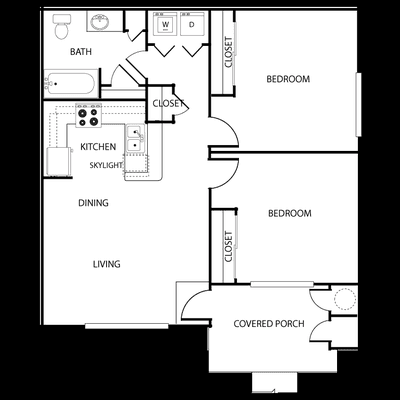 Two bedroom One bath floor plan