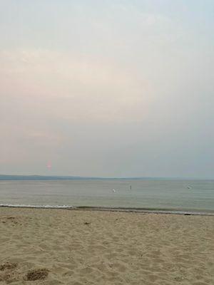 View of the sunset from the beach of Bryant Park