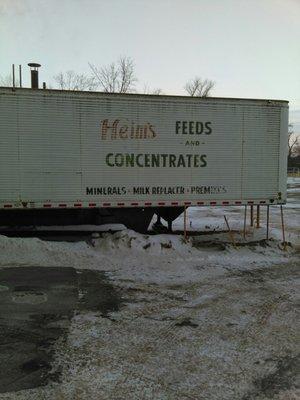 A semi-trailer sitting outside Heim's.