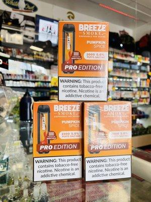 Breeze Pumpkin Spice now available Must be 21+ years of age to purchase nicotine products