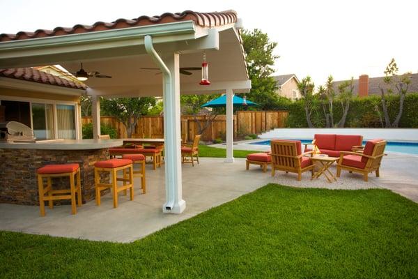 Outdoor room with patio cover, bbq, and firepit