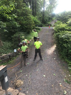 The crew looking up at me standing on the crane