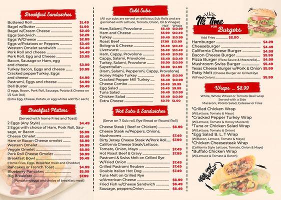 TAZA Restaurant Menu