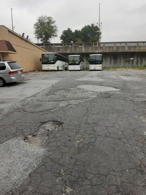 These are the empty buses that has or has not been used in a long time when taking passengers out of town on a daily basis.