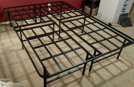 Metal bed frame. 12 legs that needed to be shortened and recapped with new caps.