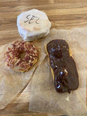 Two doughnuts and a breakfast biscuit costs just over $7! Absolute bargain and WAY better than any chain place! Get IN THERE.