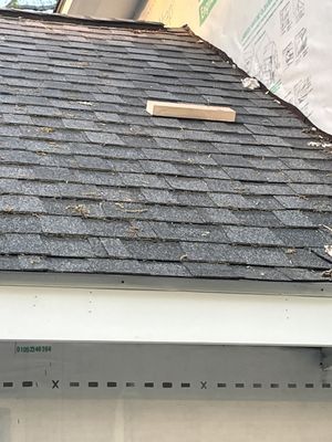 Clear nailed into roof through shingles.