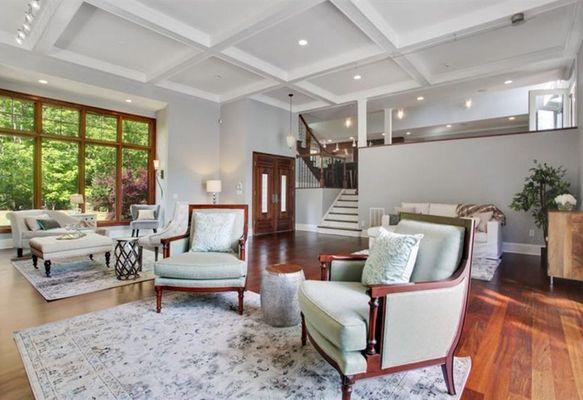 We turned a huge empty room into a "Grand Room" in this gorgeous house on Peachtree Battle Ave in Buckhead, Georgia.