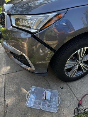 Acura bumper broken and detached