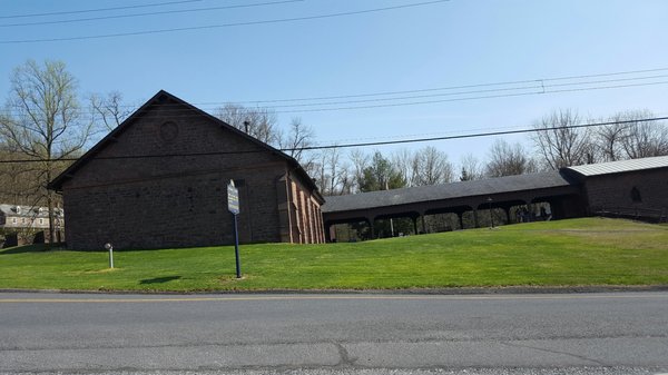 Visitor center on the left-Connecting Shed in the middle and the Furnace building on the right.