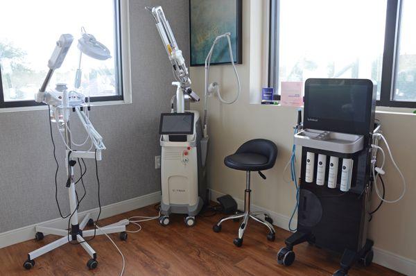 Our Cutera CO2 Laser, SecretPro RF Microneedling, & Hydrafacial Syndeo devices.