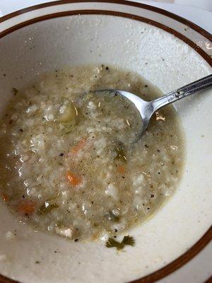 Chicken rice soup, that I ate half of before I snapped the pic