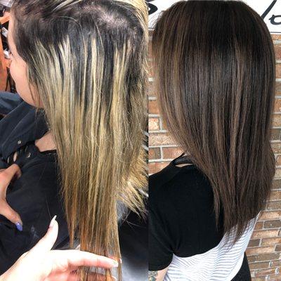 Blonde to brunette