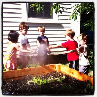 Working together in the garden.