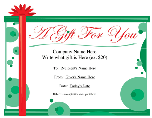 Gift certificate