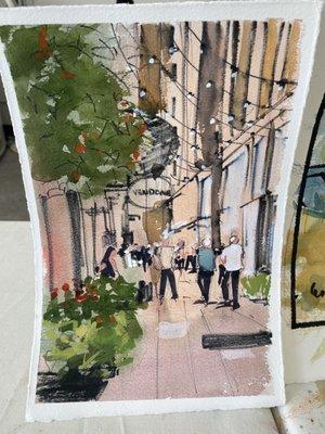 Quick sketch in watercolor and gouache by Cliff Austin