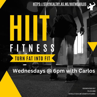 HIIT with a TWIST 
Wednesdays 6pm

https://stayhealthy.as.me/HIITwCarlos