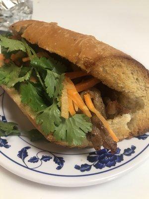 Grilled pork bahn mi. No pate, kinda burnt & had a weird sour taste.  No bueno.