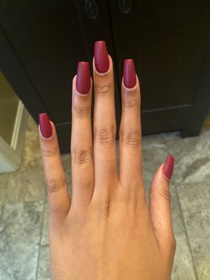 Maroon Coffin shaped with matte