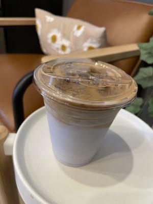 Iced  lavender latte drink