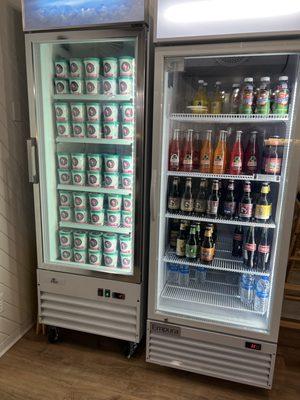 Display case for take home items for purchase - pints of ice cream & sodas