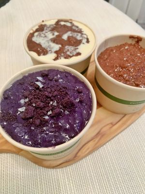 Champorado - Ube champorado, Spiced Chocolate Champorado, Lavender Chococolate Champorado