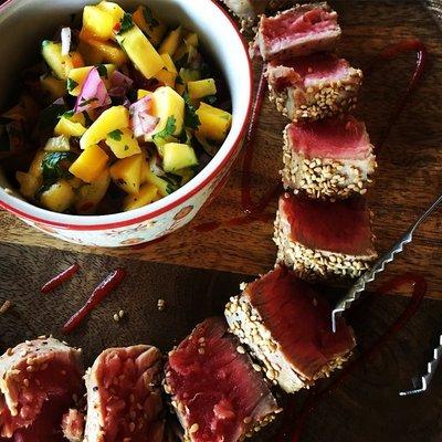 Sesame Crusted Ahi, Mango Salsa