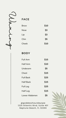 Spa pricing