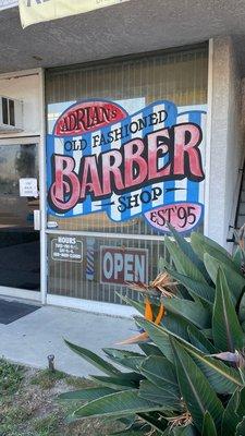 The front of the barber shop.  Enter through the back door.