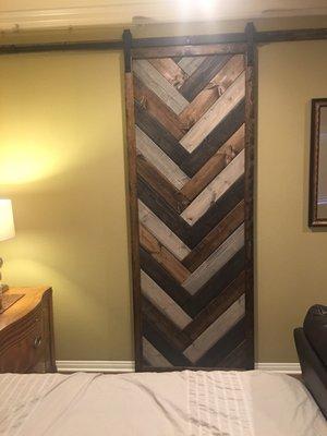 Custom Barn Door designed, built and installed by Rustic Renovations