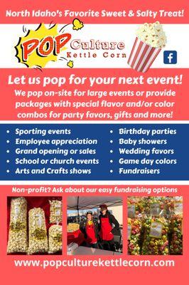 Think of us for your next event or fundraiser!