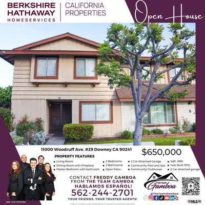 OPEN HOUSE! 
11000 Woodruff Ave. #29 Downey, CA 90241

Thursday & Friday May 4th & 5th: 11am-6pm
Saturday & Sunday May 6th & 7th: 12-6pm