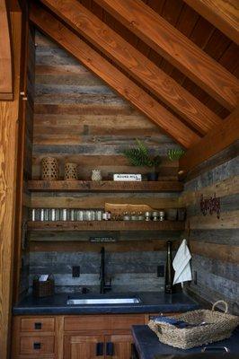 Outdoor kitchen with concrete countertops