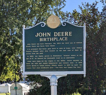 John Deere Birthplace Historical Marker, Rutland VT