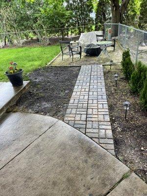 Landscape, paver walkway.