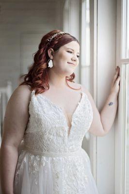 Bride at window