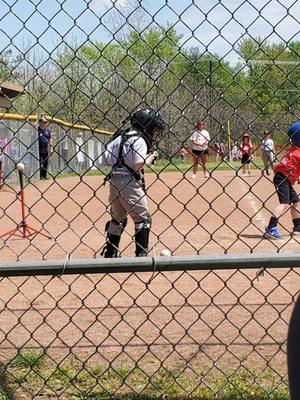 My Great Nephew Jimmie is now gone from playing 1st base to Catcher on The Bells Center baseball field #2.  5/30/2024