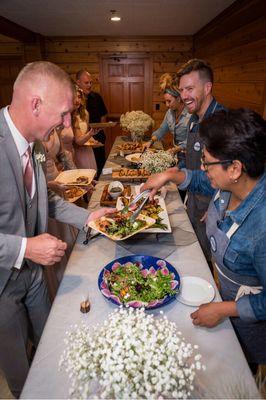 Serving the wedding party at the Lions Club in carpintería, CA.