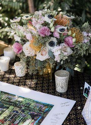 Welcome table floral arrangement